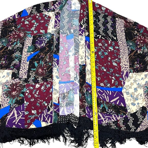 Aritzia TALULA Fawkner patchwork mixed print floral fringe kimono cardigan top - Picture 12 of 12